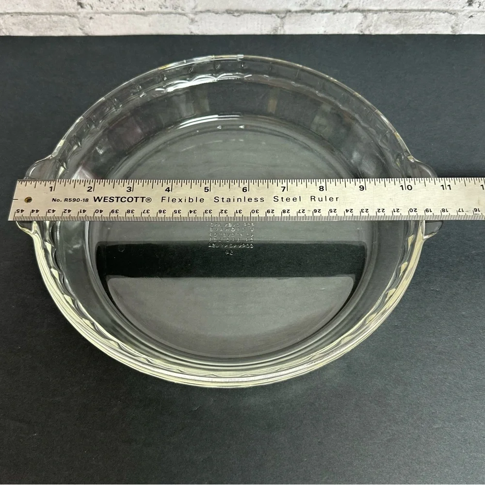 Pyrex Scalloped Edges Corning NY USA 10in Pie Clear Deep Dish Ovenware #229 VTG